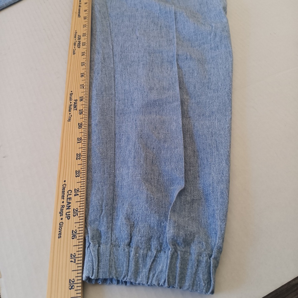 Brunello Cucinelli Jogger Pants Women 6 Blue Linen Pleated High Rise Italy - Picture 5 of 7